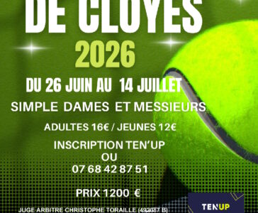 Compétition de Tennis - Open de Cloyes 2026